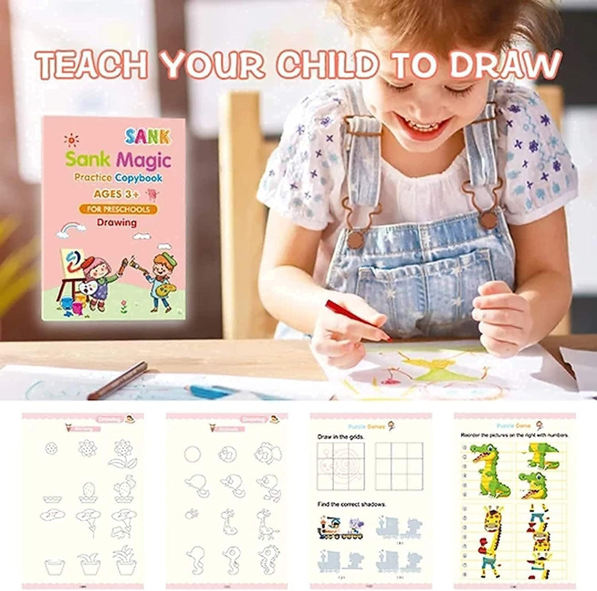 Magic Practice Copybook, (4 BOOK + 10 REFILL+ 1 Pen +1 Grip)