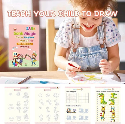 Magic Practice Copybook, (4 BOOK + 10 REFILL+ 1 Pen +1 Grip)