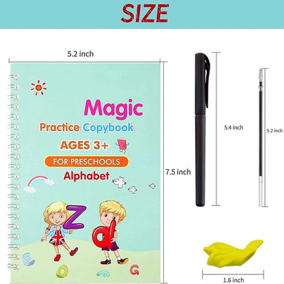 Magic Practice Copybook, (4 BOOK + 10 REFILL+ 1 Pen +1 Grip)