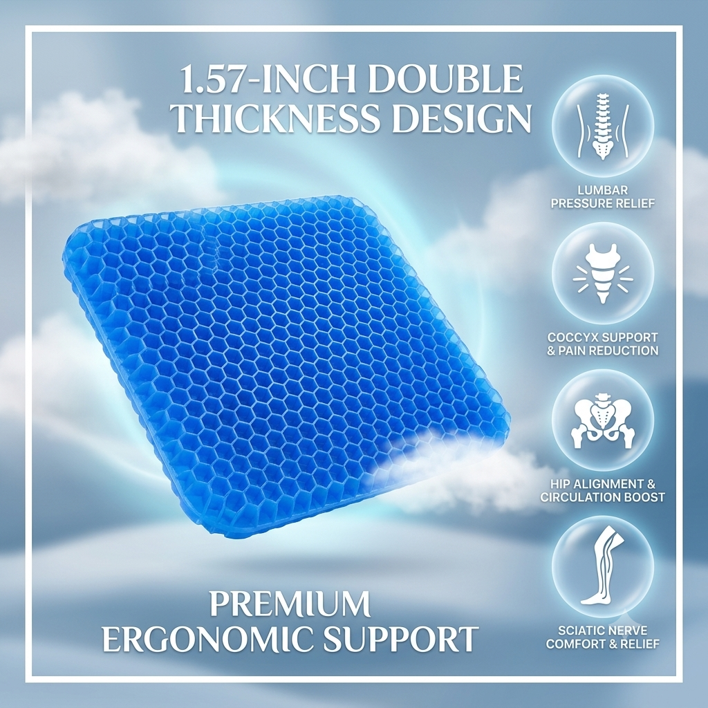 Extra Large Chair Cushion Seat Pad Breathable Honeycomb Design Car Gel Seat Cushions for Office